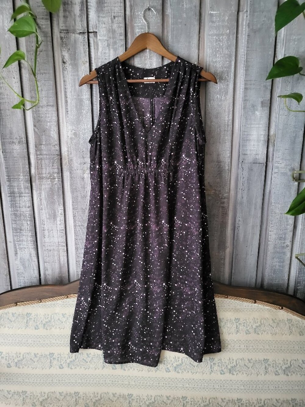 Maternity Purple Galaxy Splatter V-Neck Dress Medium
